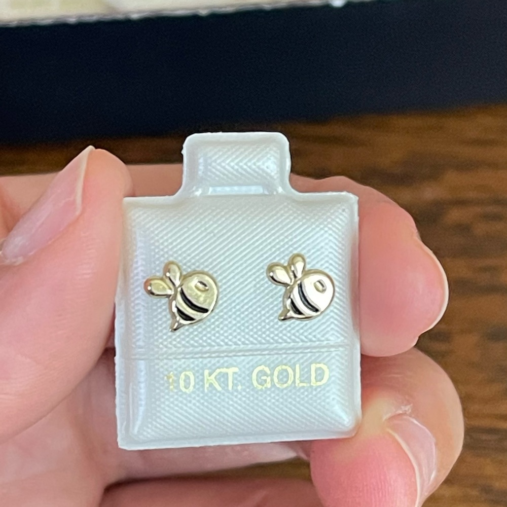 10k Solid Gold Bee Stud Earrings for Kids✨